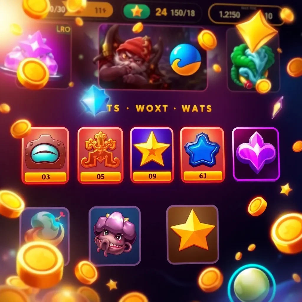 Exciting online gaming interface with multiple game icons and rewards