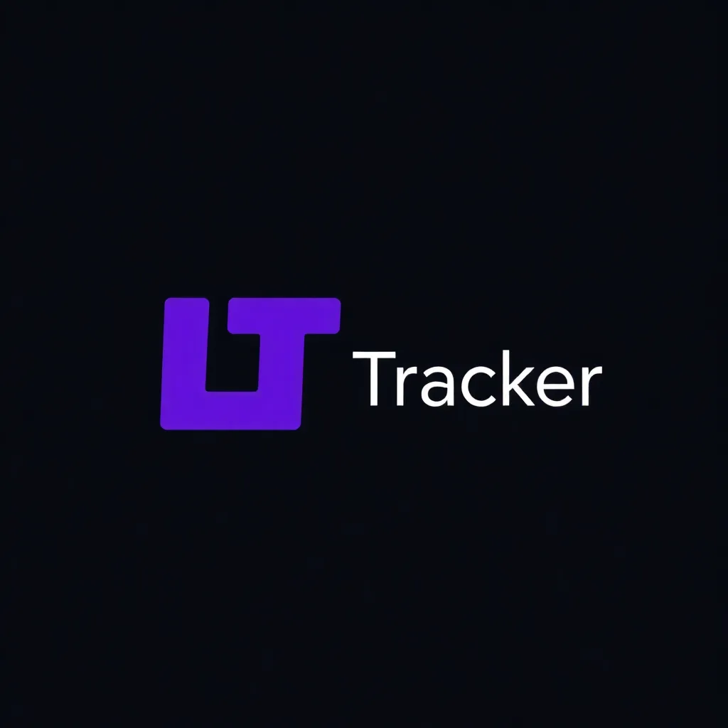 LinkTracker logo, stylized LT letters in purple on dark background