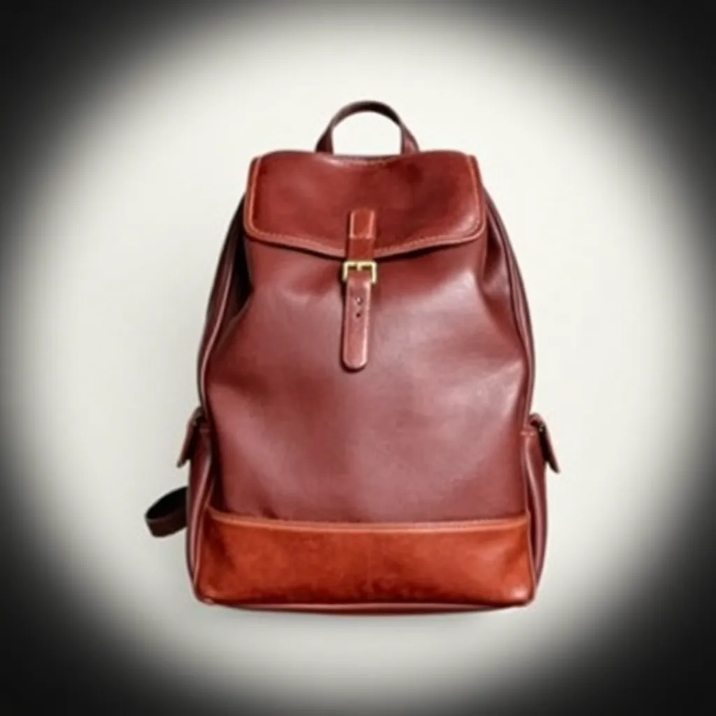 Brown leather backpack bag