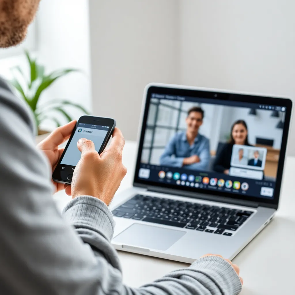 User holding a Trézor device while attending an expert onboarding session on laptop