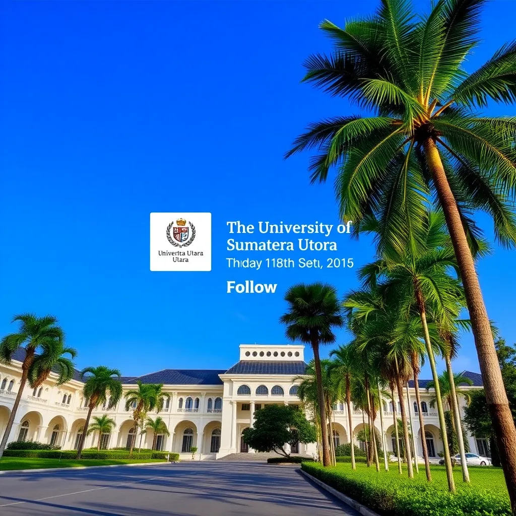 University of Sumatera Utara Facebook page widget showing profile picture, follow button, and follower count