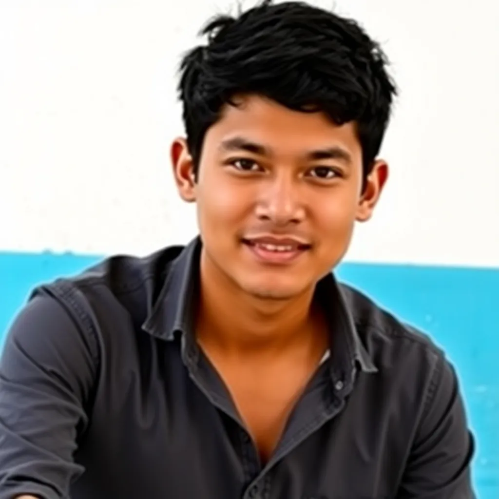 Portrait photo of Rio Febrianto, a young man with short black hair wearing a casual shirt