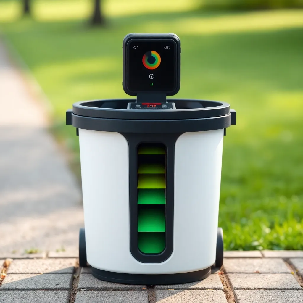 IoT sensor device monitoring waste bin fill levels