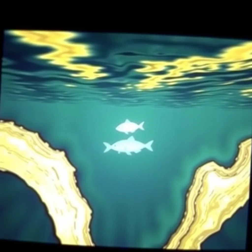 Sonar device screen showing underwater topography and fish detection
