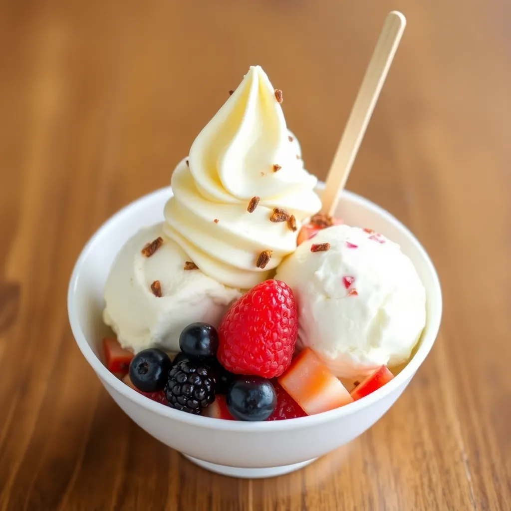 Gambar yang menunjukkan pendekatan individual dengan es krim dan topping dalam mangkuk
