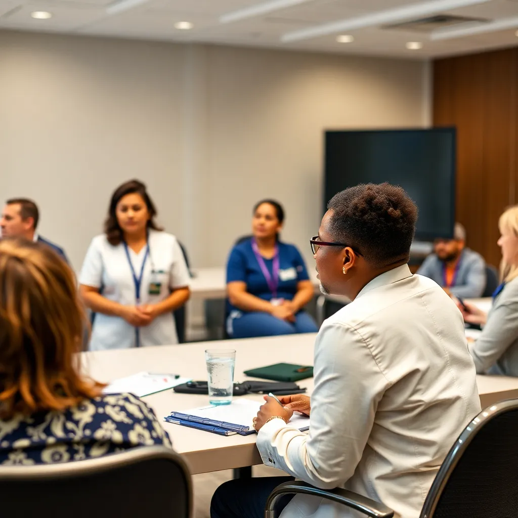 Caregivers in training session
