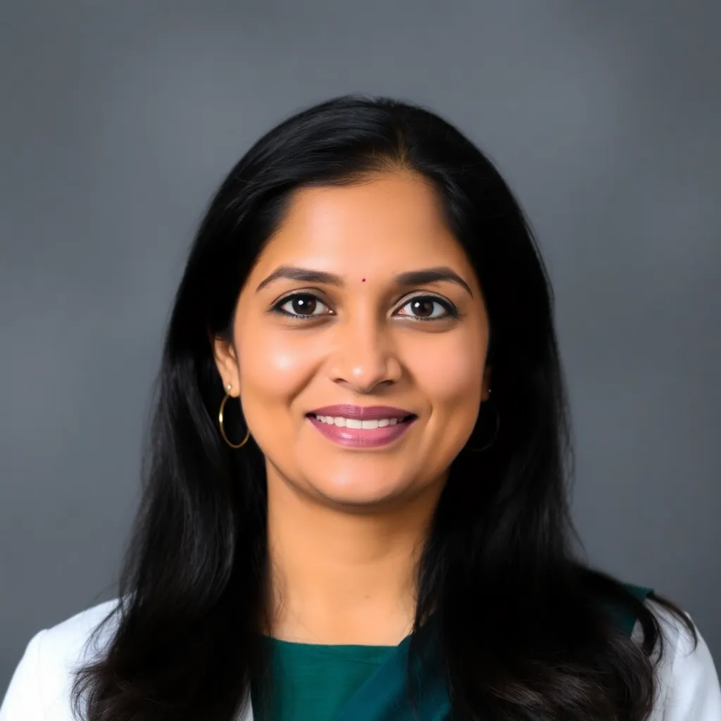 Portrait photo of Dr Deepika Gupta in grey background