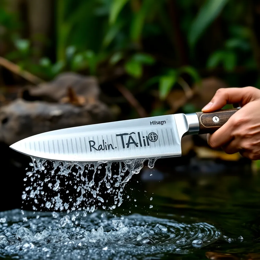 Pisau memancing air asin dengan bilah stainless steel dan gagang ergonomis berwarna hitam