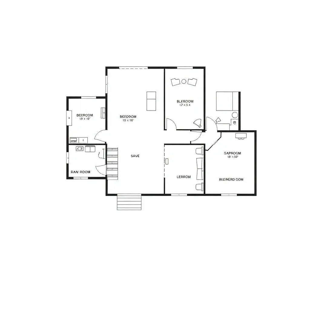 Residential first floor plan architectural drawing showing layout of rooms and spaces