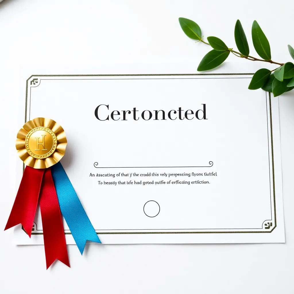 Certificate with ribbon symbolizing recognized professional certification