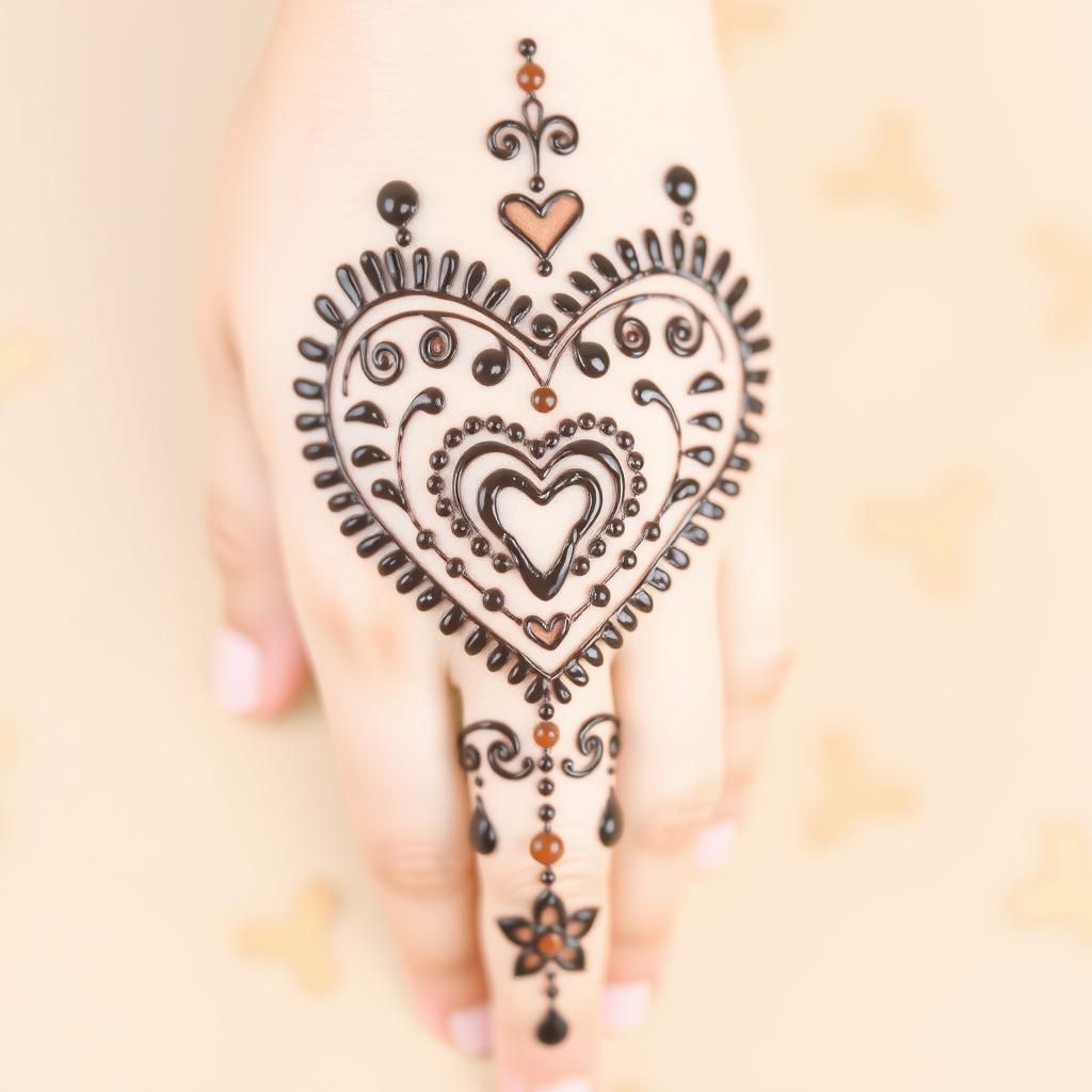 A heart-shaped mehndi design for kids