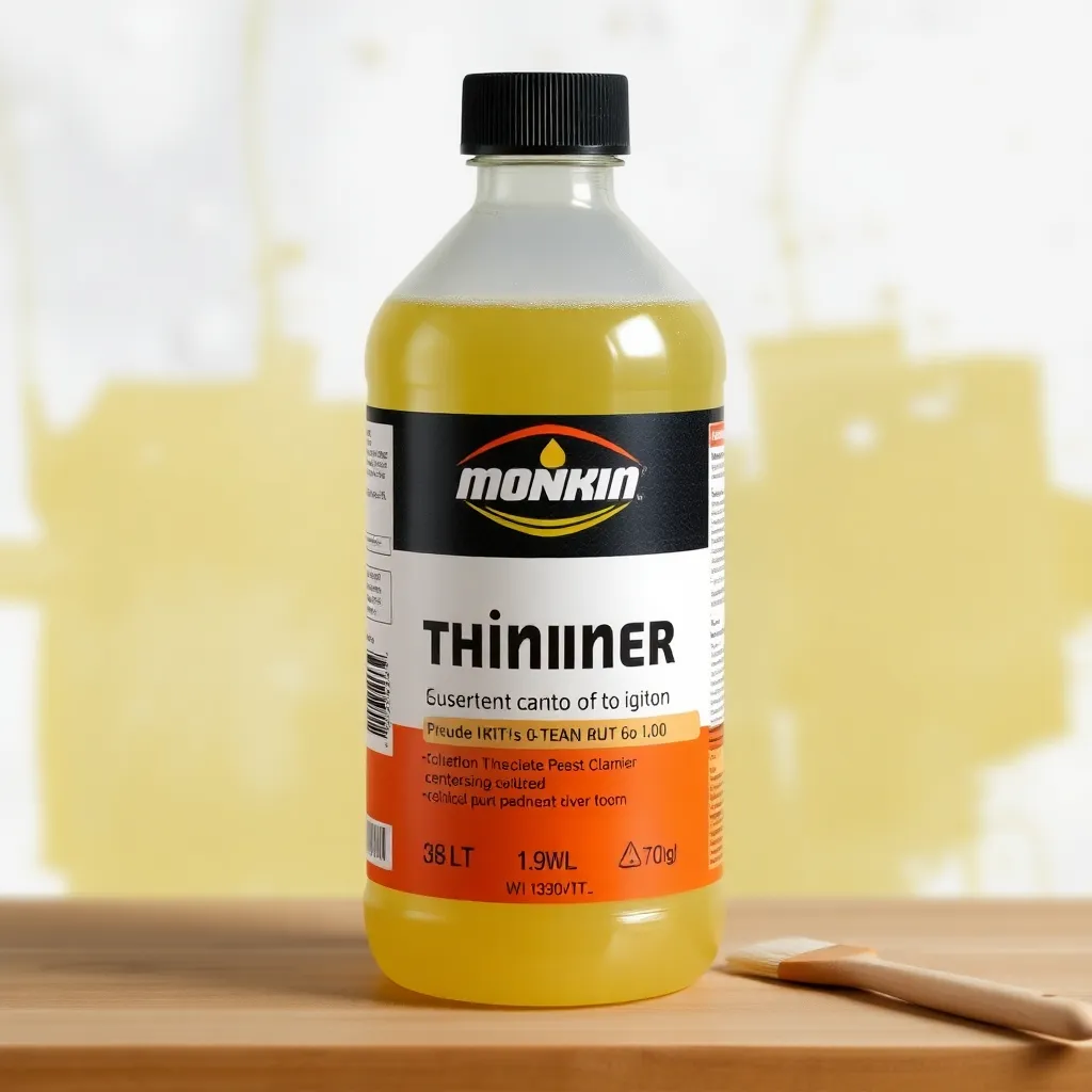 Thinner, solvent used to dilute paint and clean brushes