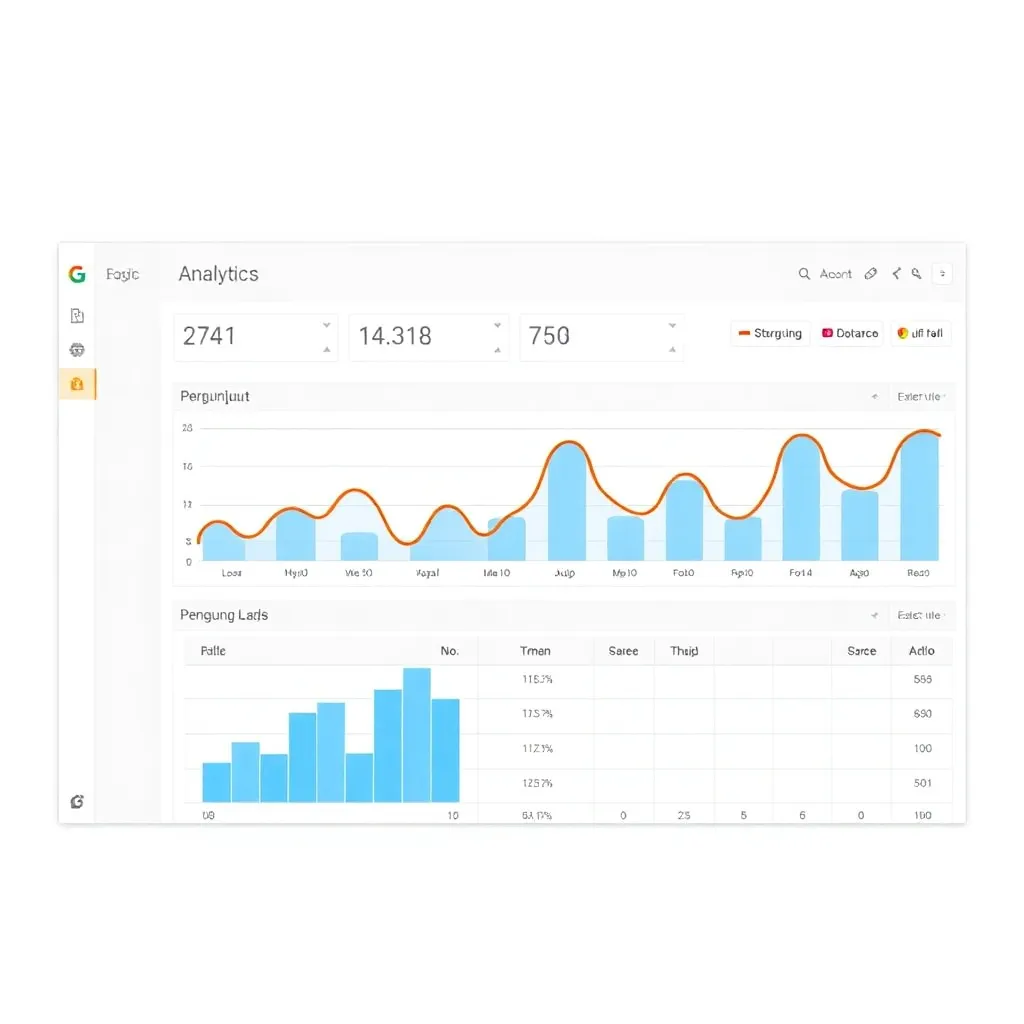 Tampilan dashboard Google Analytics dengan grafik dan data pengunjung website