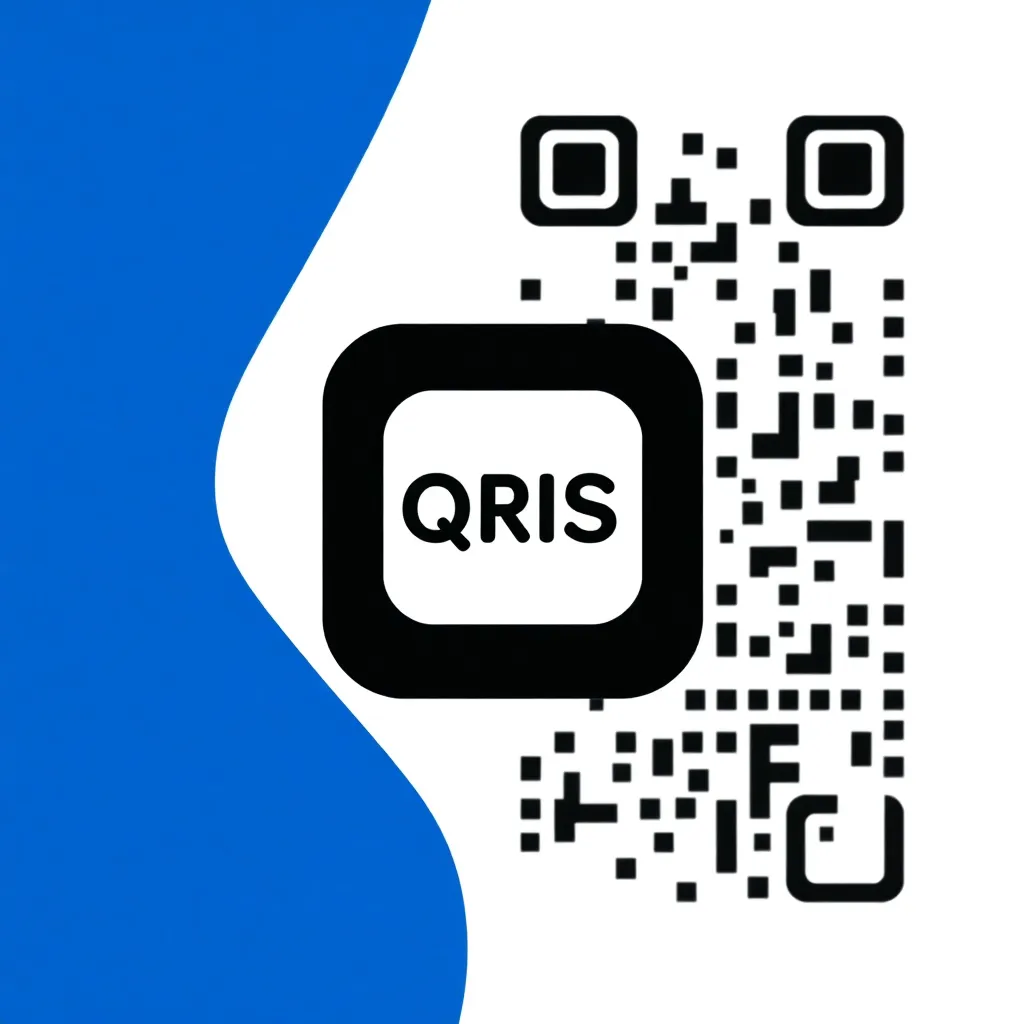 Logo QRIS payment method, black QR code icon on white background
