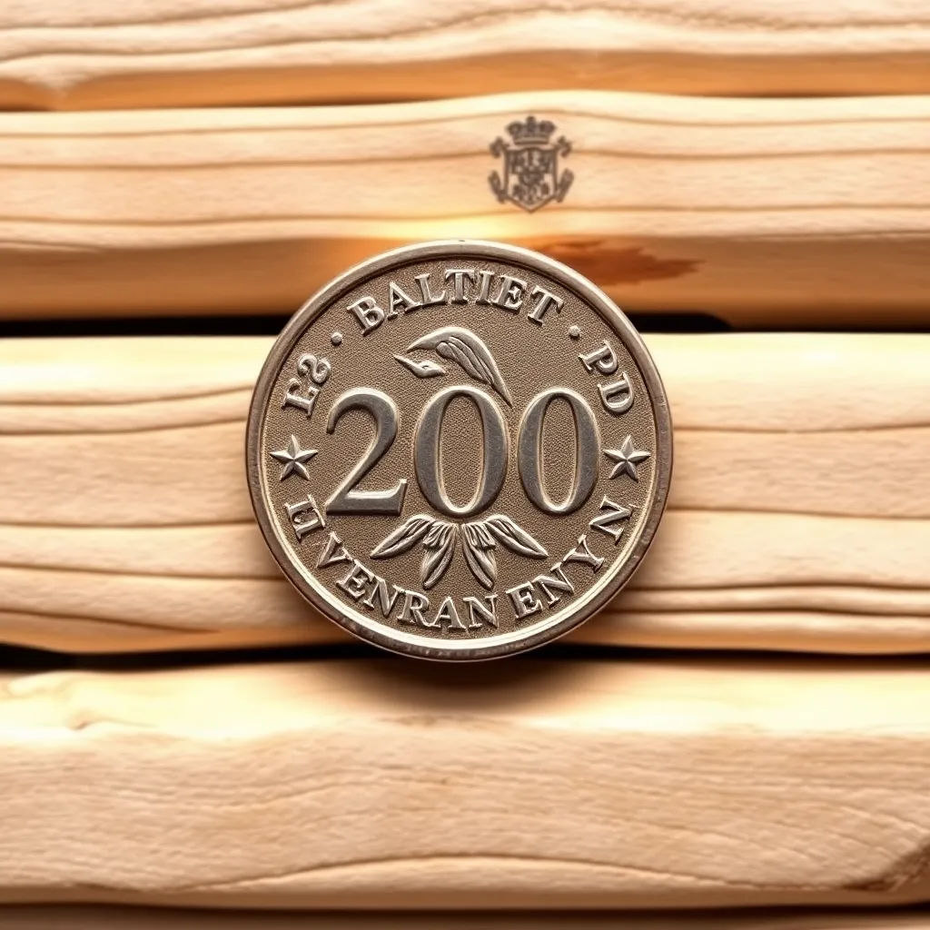 Ikona bankovky s hodnotou 200 korun českých v modrém kruhu
