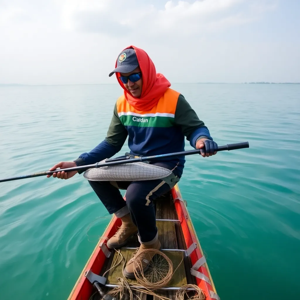 Joran memancing air asin berwarna hitam dengan pegangan ergonomis dan reel seat berkualitas