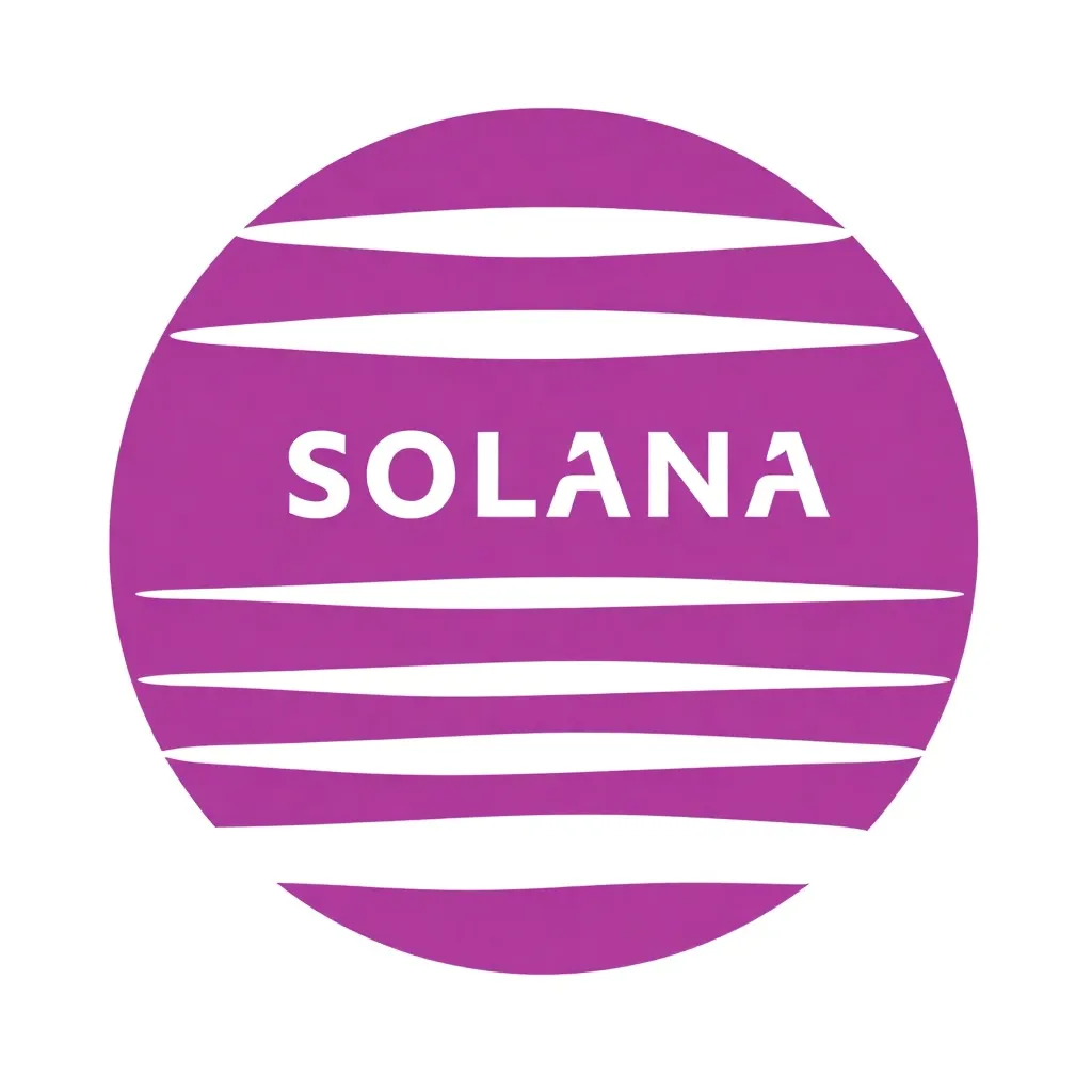 Solana SOL logo circle purple background with white horizontal bars