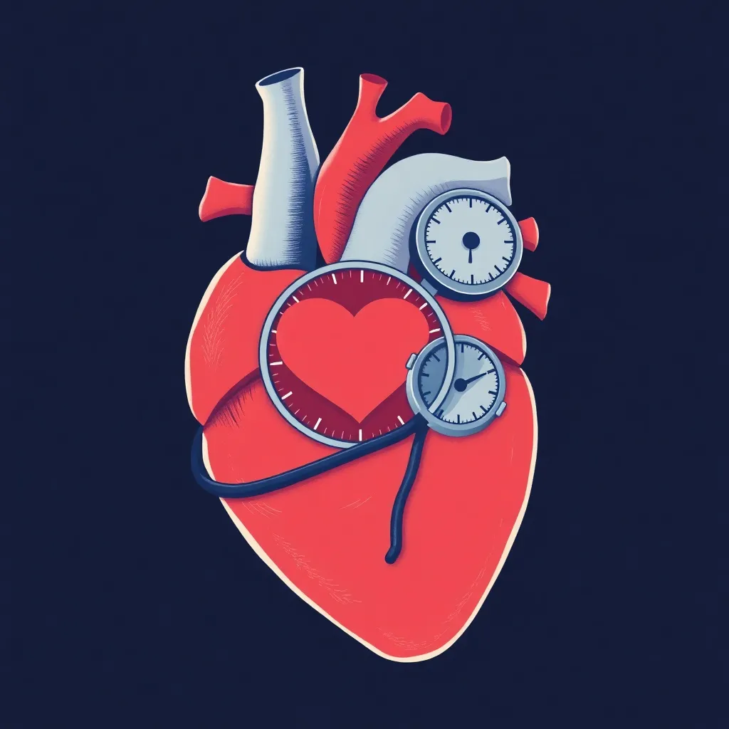Illustration of a heart with a blood pressure monitor