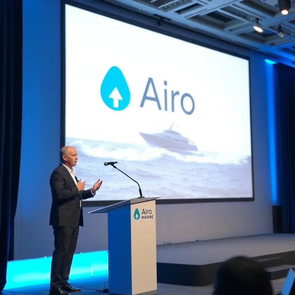 Airo Marine CEO giving a keynote speech at a marine technology conference