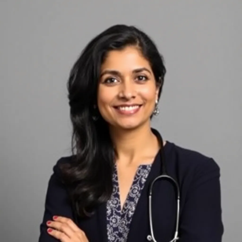 Portrait photo of Dr Hema Kapoor in grey background