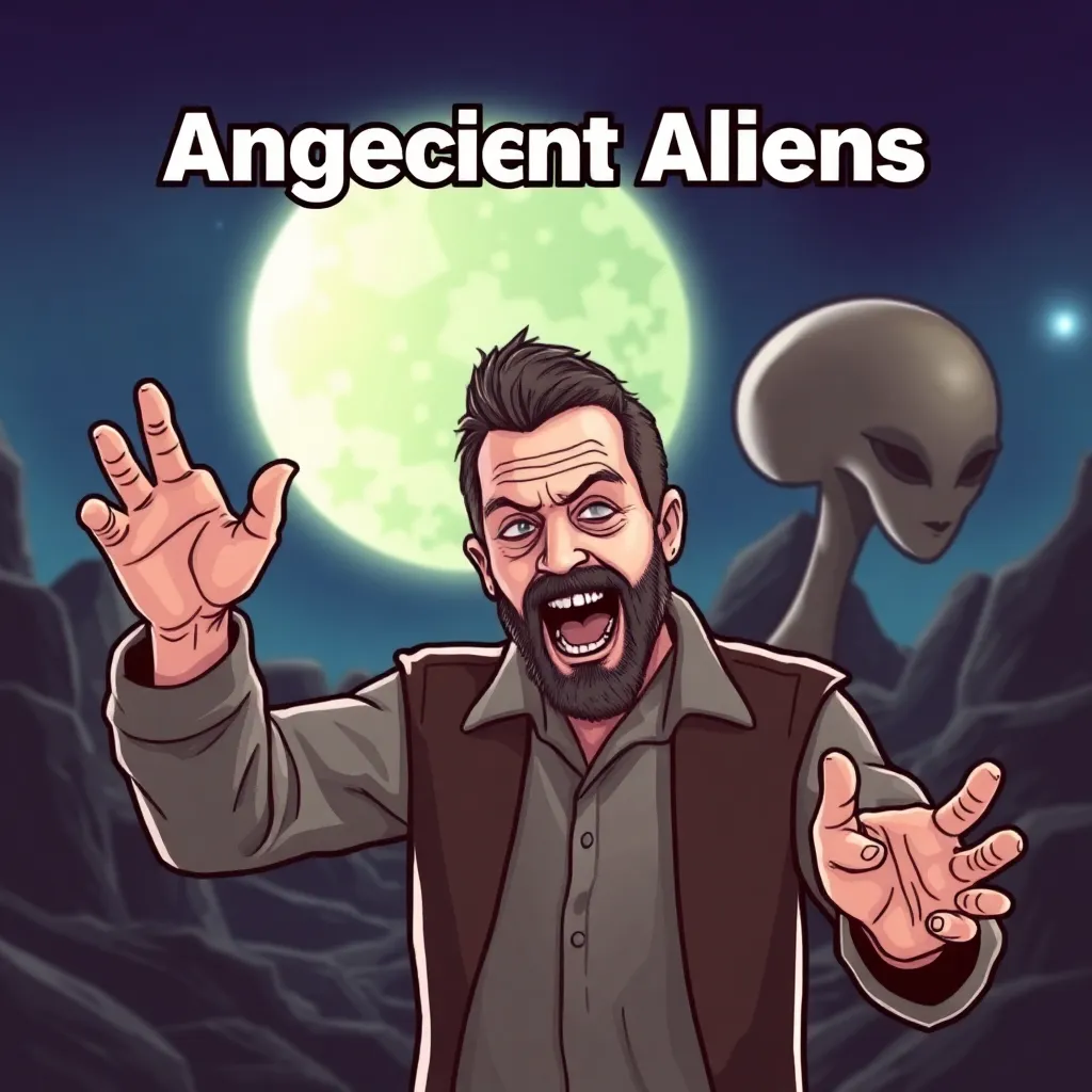 Ancient Aliens meme character with man gesturing wildly