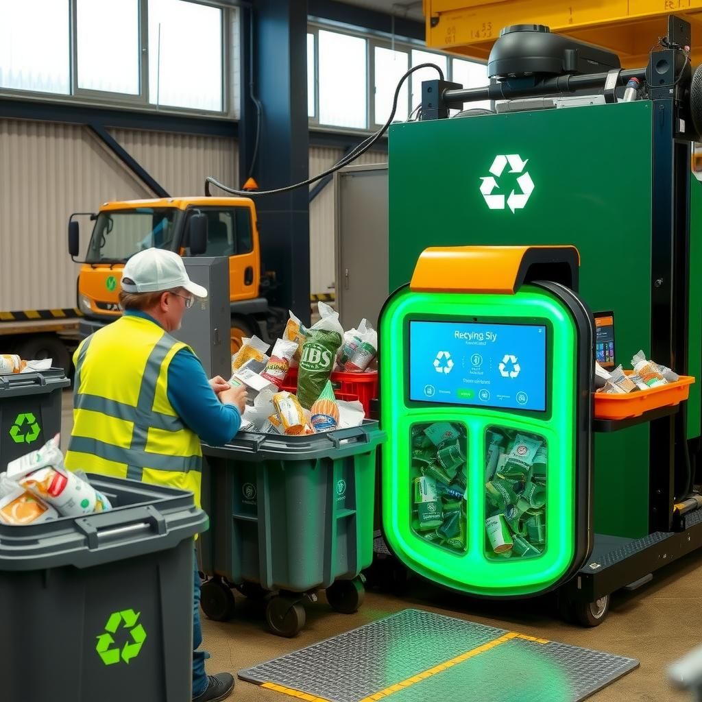 AI-driven waste segregation system in action at a recycling facility