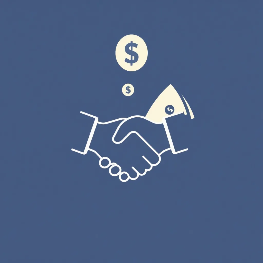 Icon representing personal loans with money and handshake symbols