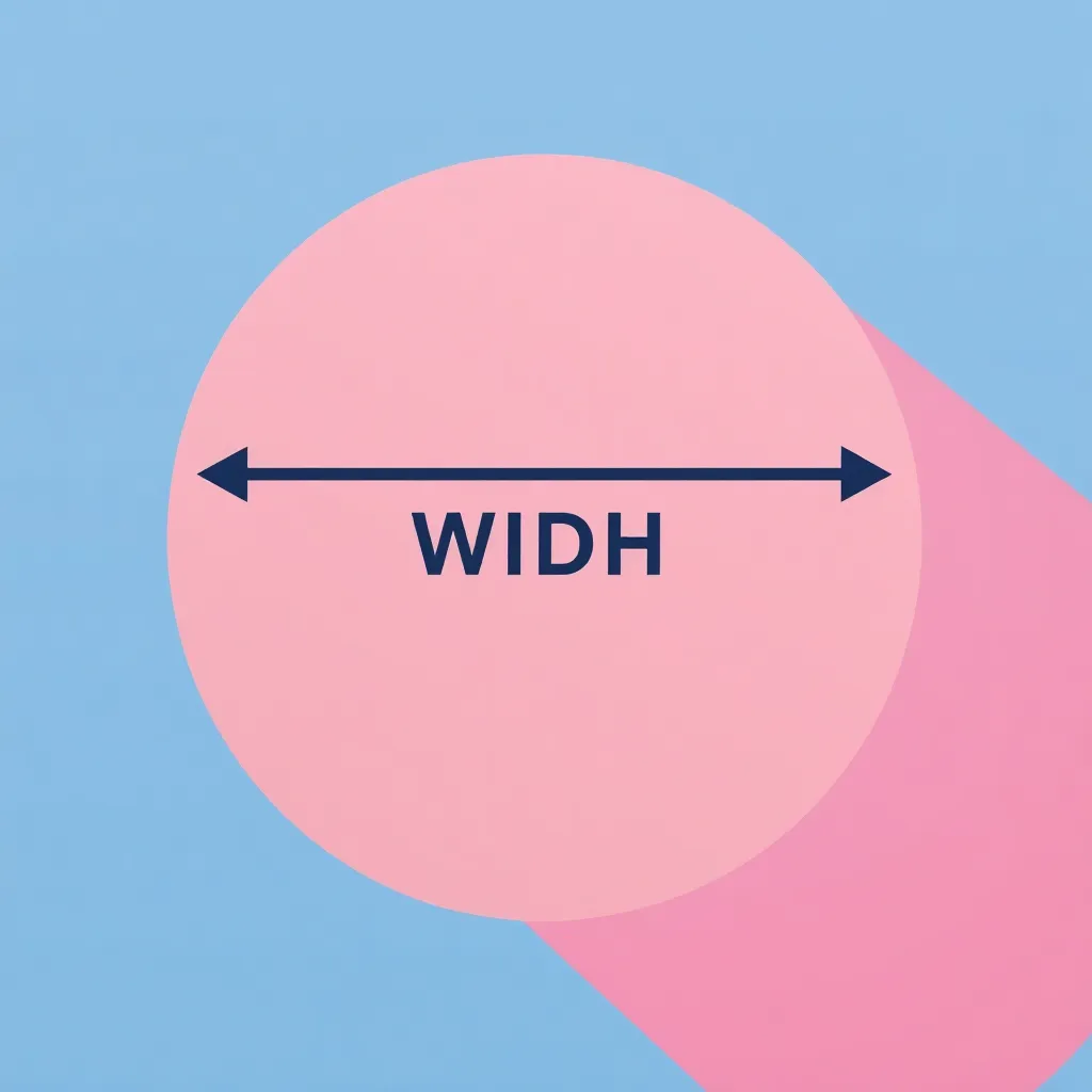 Icon showing width measurement with horizontal arrows in circle