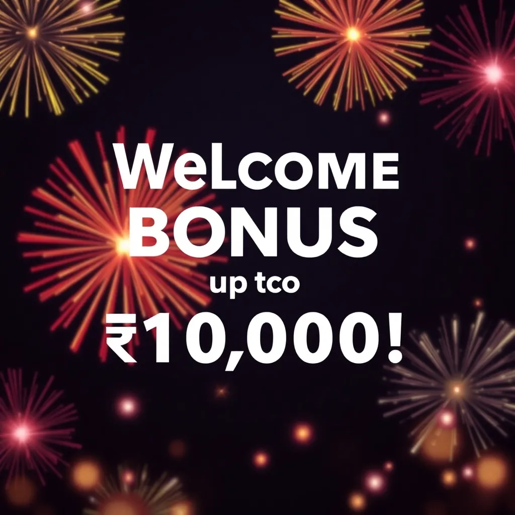 Banner image with text Welcome Bonus up to โน10,000! and fireworks background