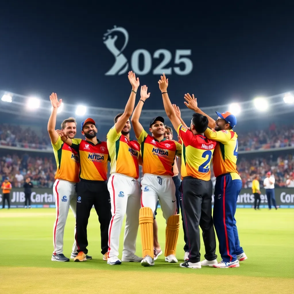 Cricket players and fans celebrating together on the field symbolizing unity and peace during IPL 2025