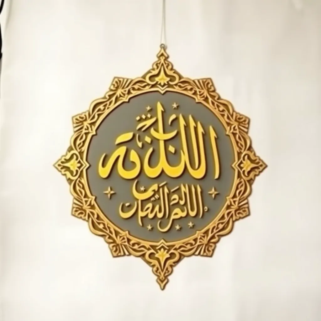 Kaligrafi Islam yang rumit dengan warna emas hangat tanpa latar belakang hitam