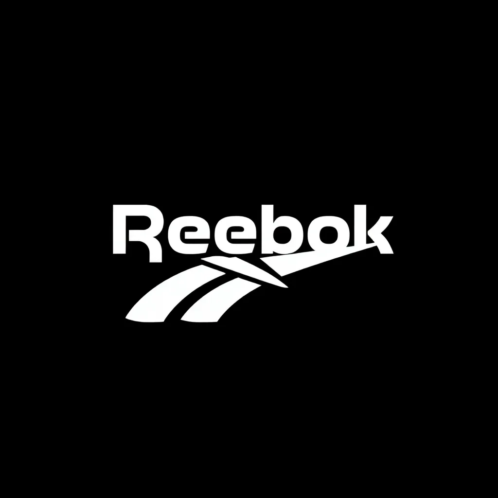 Reebok brand logo in white on black background