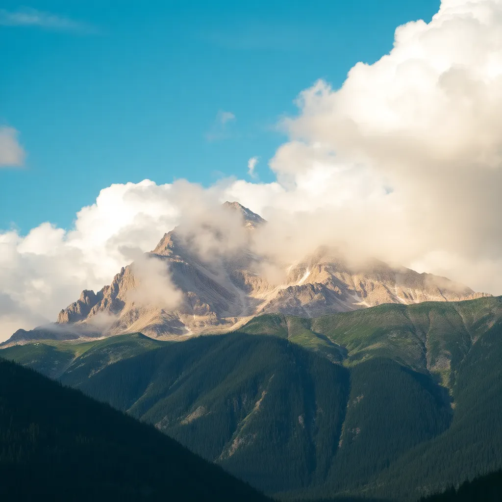 Mountain landscape with cloudy sky background