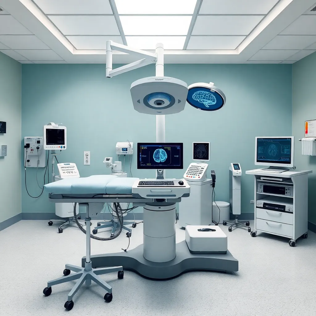 Neurology diagnostic equipment and medical devices in hospital, modern technology