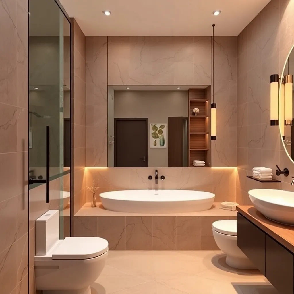 Image showing Latest Bathroom Interior Designs in Gurgaon with warm lighting and modern design