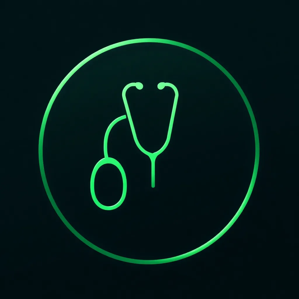 Green doctor icon with stethoscope inside a circular border
