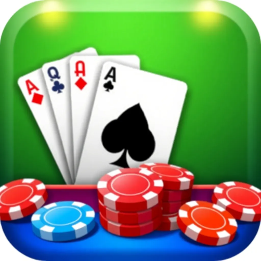 Icon representing Teen Patti card game with cards and chips