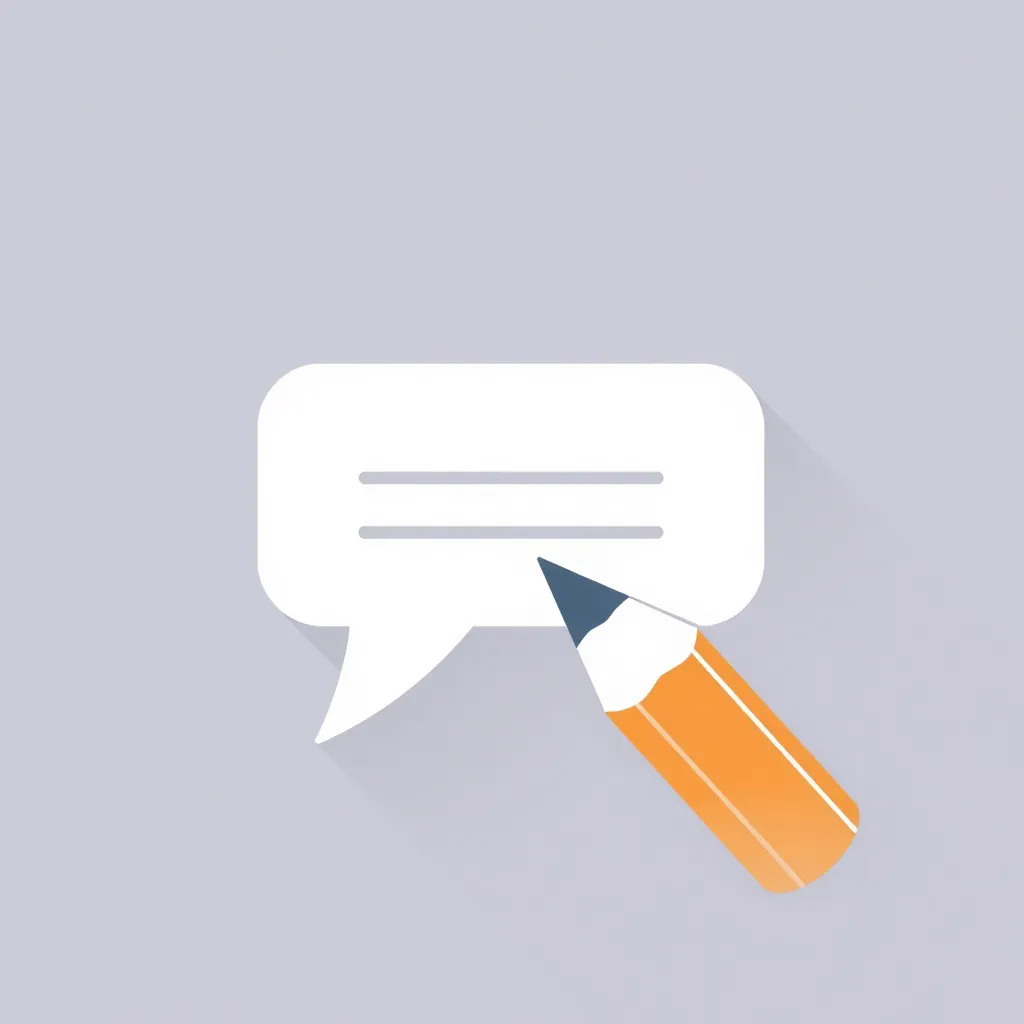 Icon representing creative and copywriting with pencil and speech bubble