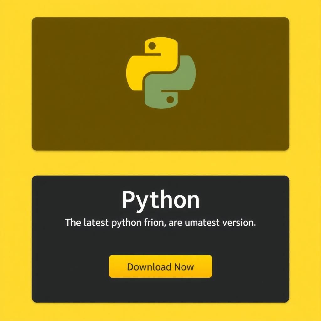 Screenshot of Python download page with a big yellow button for downloading the latest version of Python