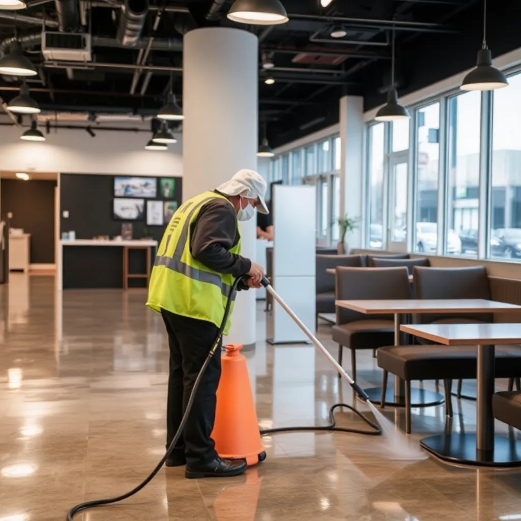 Sanitization Services: image showing sanitization and cleaning of commercial space