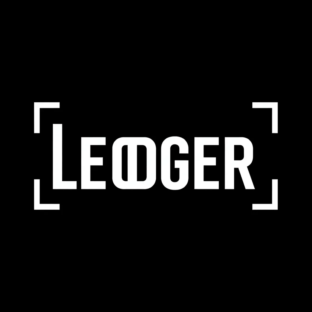 Ledger logo black background with white text and square brackets around the word Ledger