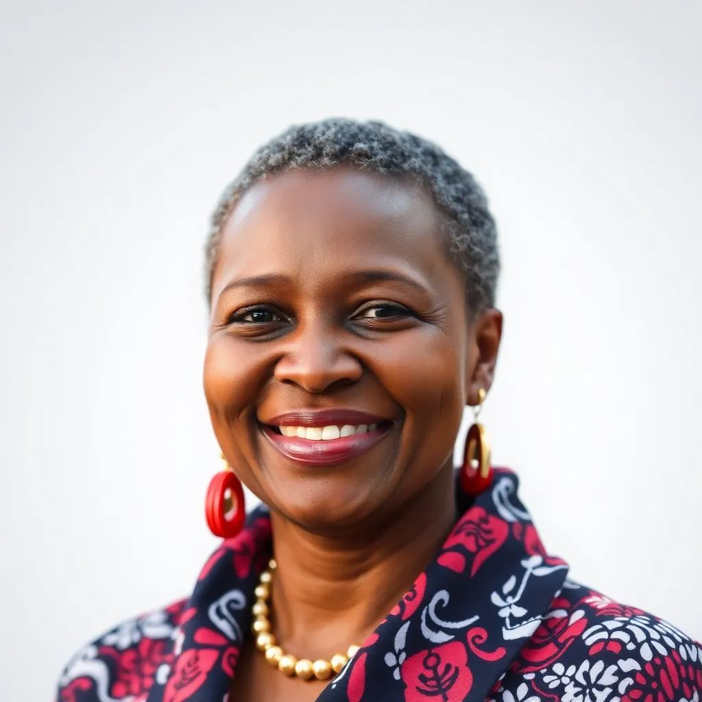 Portrait of a smiling Nigerian woman with short hair