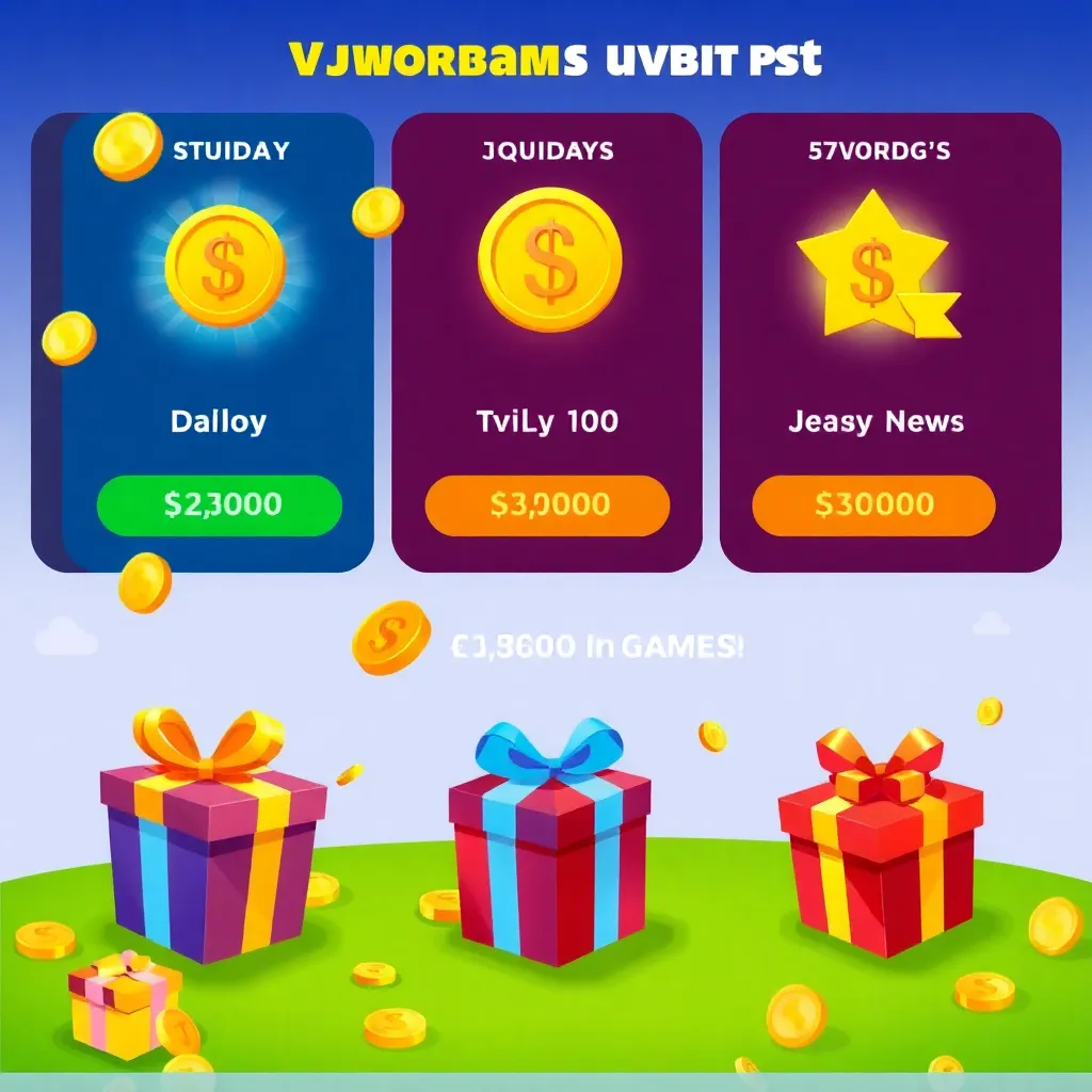 Colorful graphic showing daily rewards and bonuses in PAK Games with coins and gift boxes