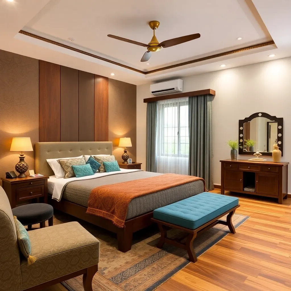 Cozy bedroom interior with handcrafted furniture by Narayandas Chandandas Vaishnav