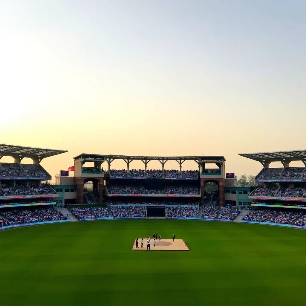 Sawai Mansingh Stadium Jaipur cricket ground daytime with crowd and clear sky