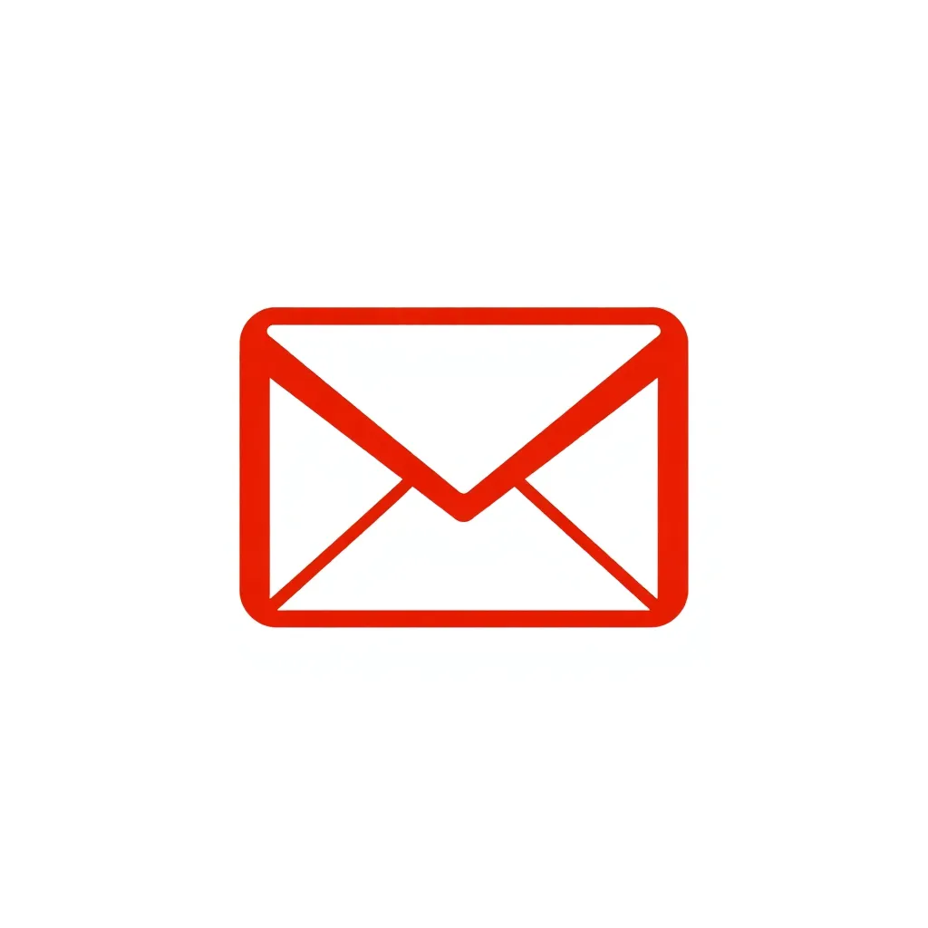 Gmail logo red envelope with white background