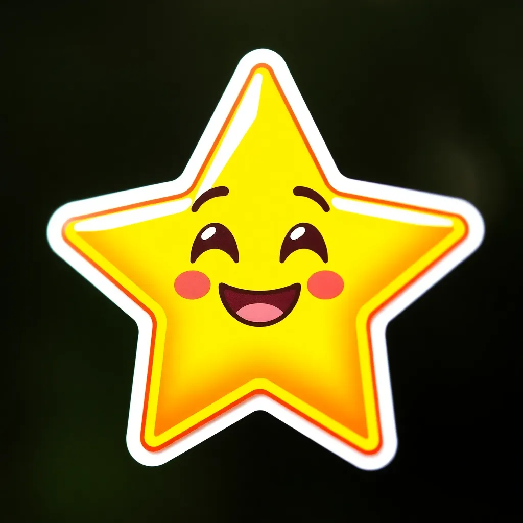 Star emoji sticker, bright yellow star