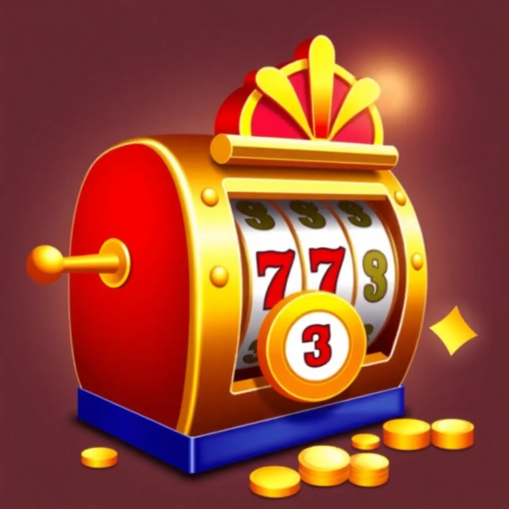 Icon representing slot machine with spinning reels and jackpot