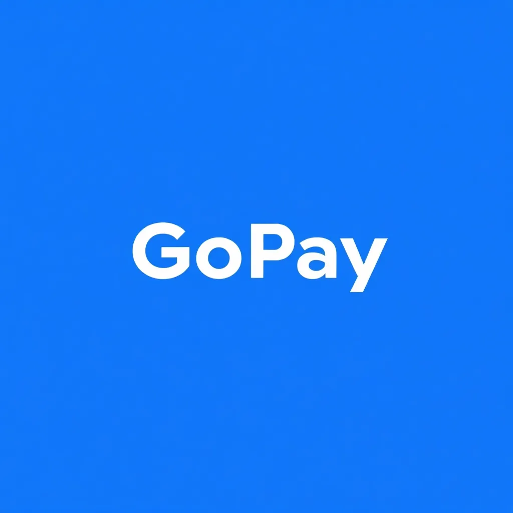 Logo GoPay e-wallet with blue background and white text GoPay