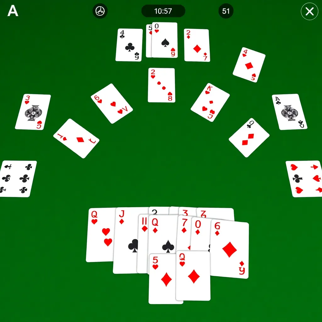 Screenshot of a card game demo interface showing cards dealt on a green felt table